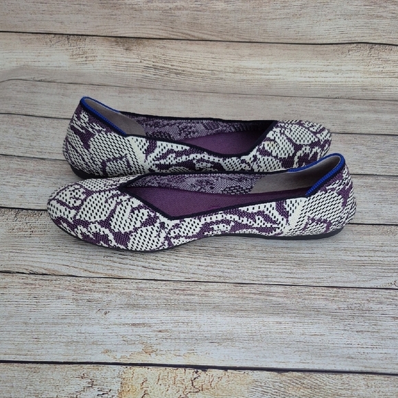 Rothy's Purple Flats with Classic Silhouette Rare Pattern Size 10.5 - Picture 6 of 8